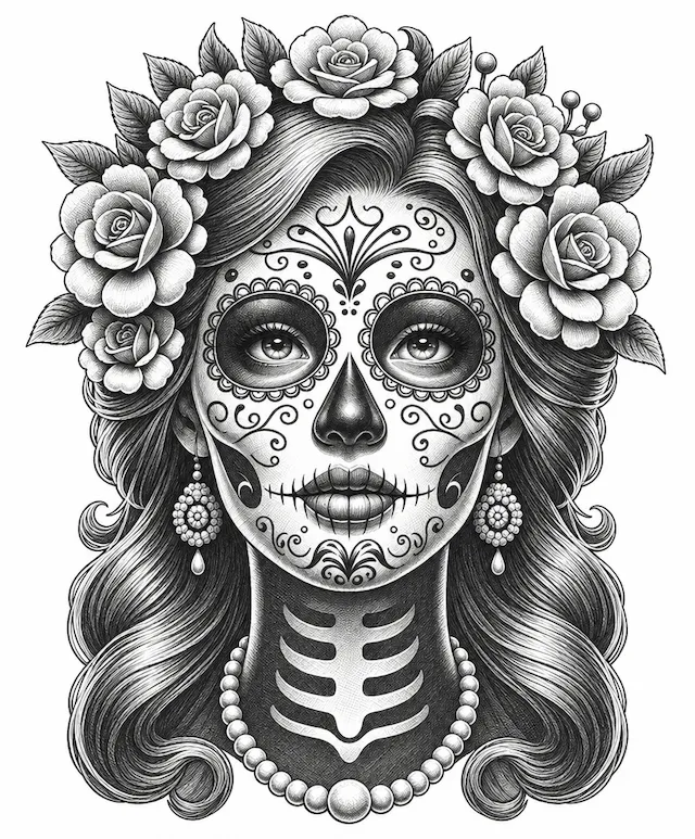Sugar Skull Flower Portrait