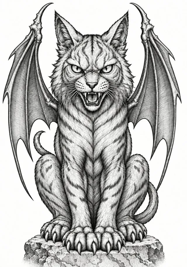 Winged Lynx on Stone