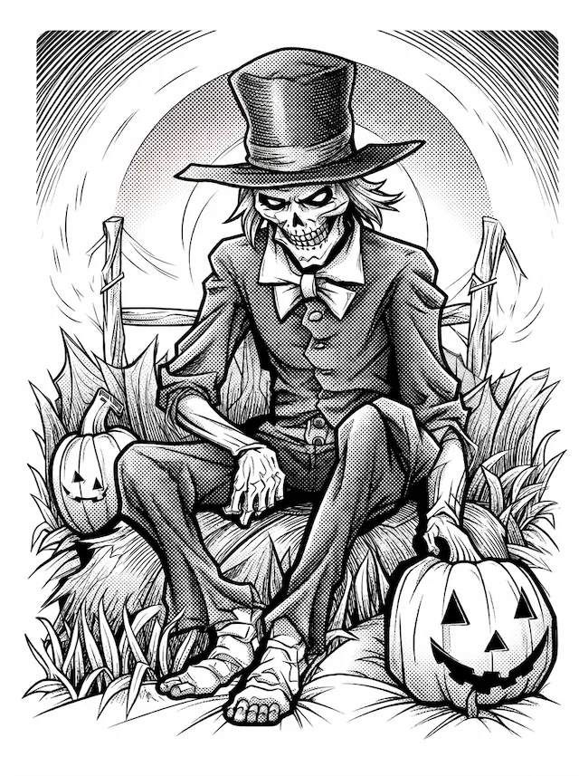 Skeleton Pumpkin Scarecrow