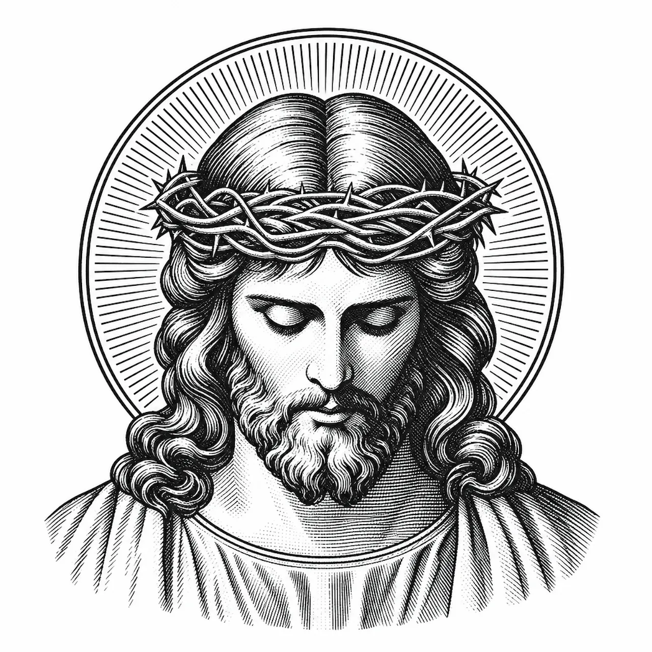 Laser cut and engrave Crowned Christ Portrait