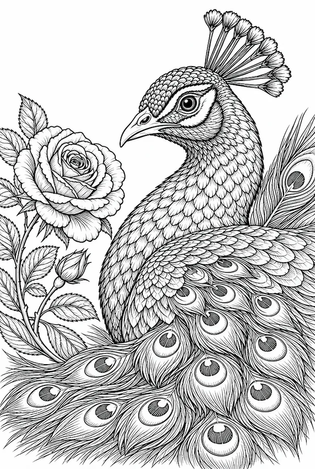 Peacock and Rose