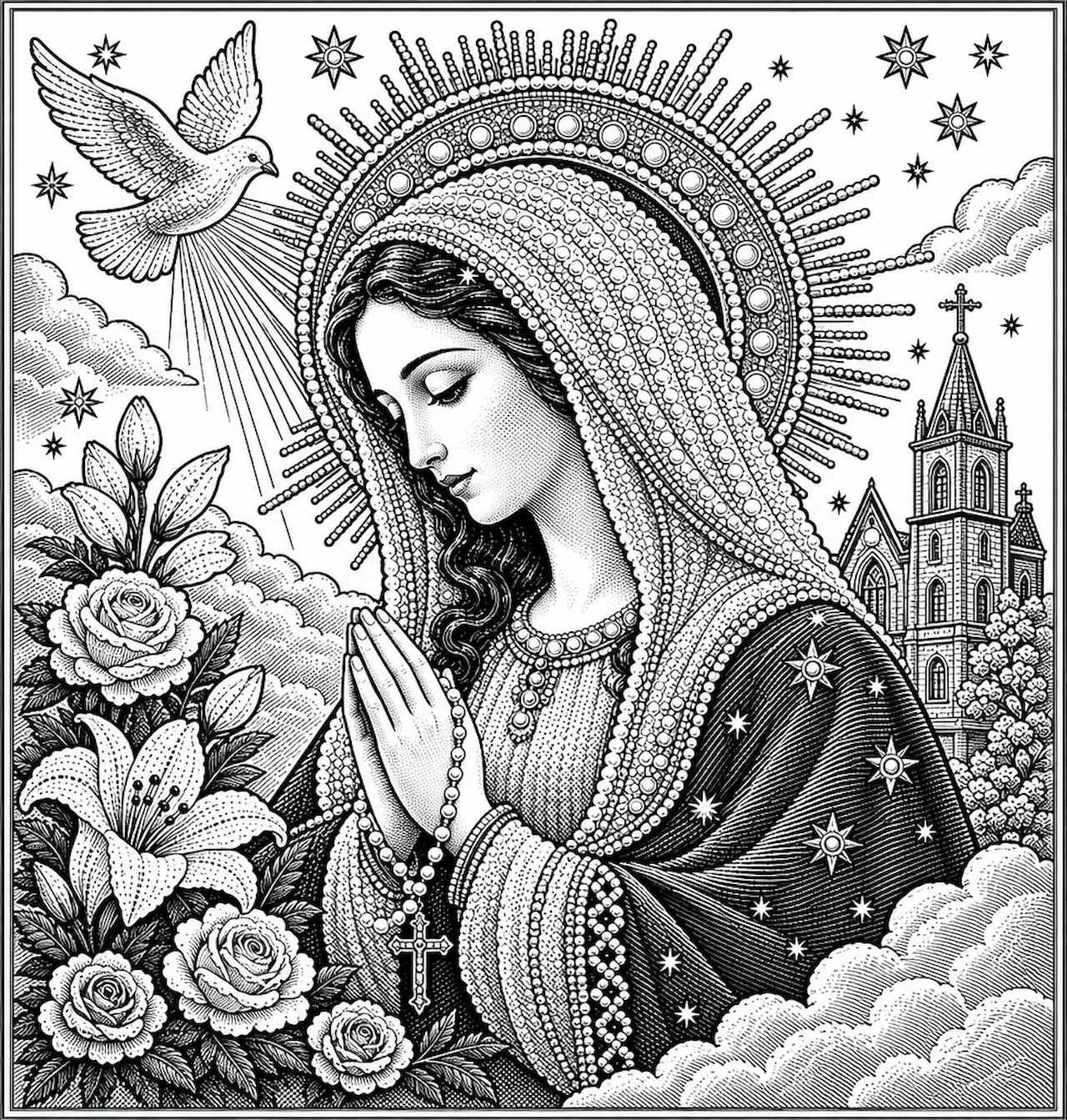 Laser cut and engrave Praying Madonna Engraving