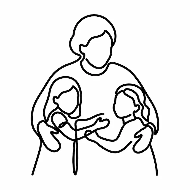 Famille enlacée
