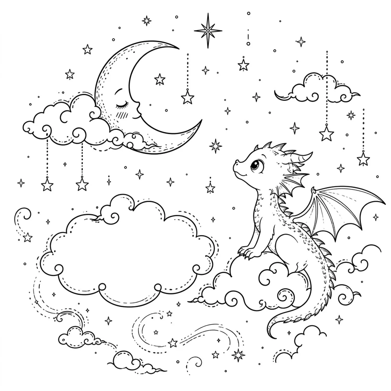 Laser cut and engrave Dragon céleste et lune
