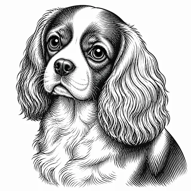 Woodcut Spaniel Portrait