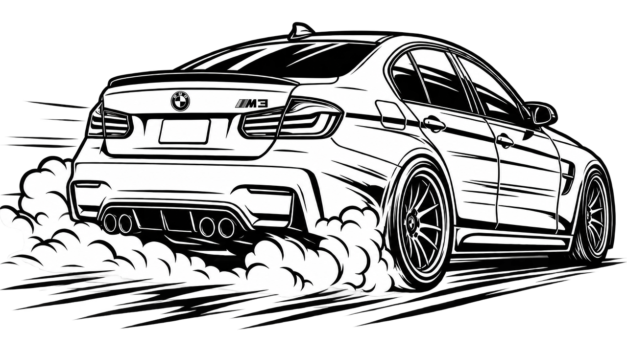 White Raster Image BMW M3 Drifting - Free png