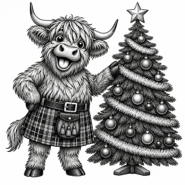 Kilted Highland Cow Christmas