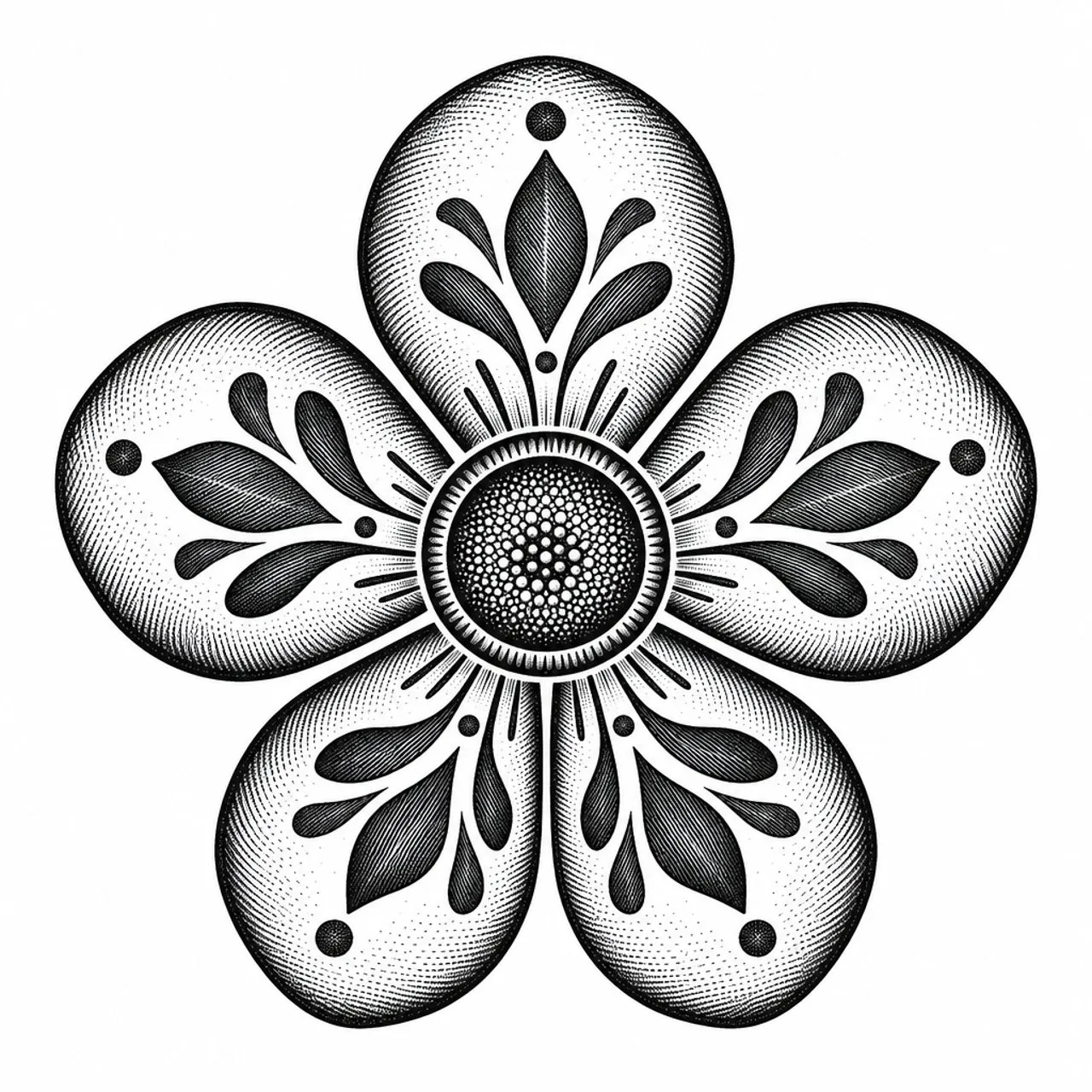 Laser cut and engrave Ornate Five-Petal Flower