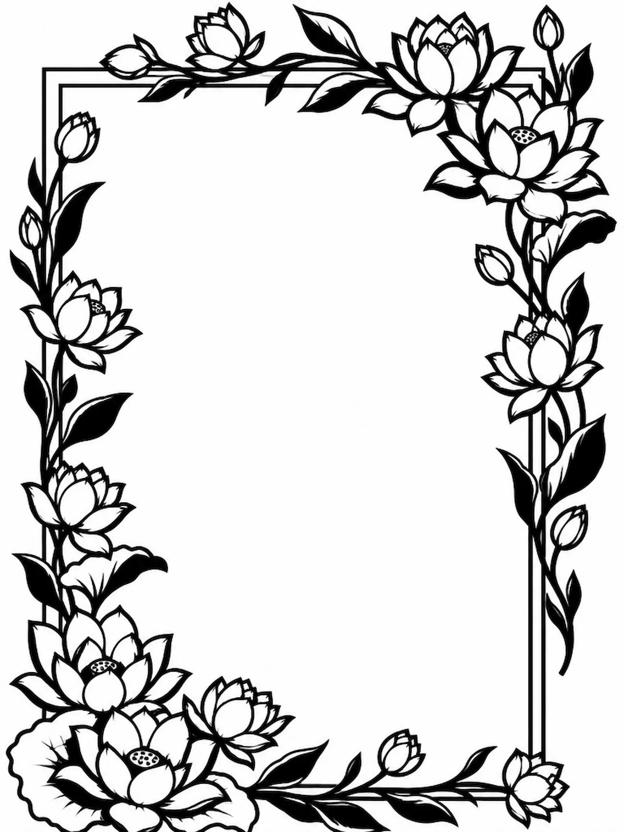 Laser cut and engrave Lotus Floral Frame