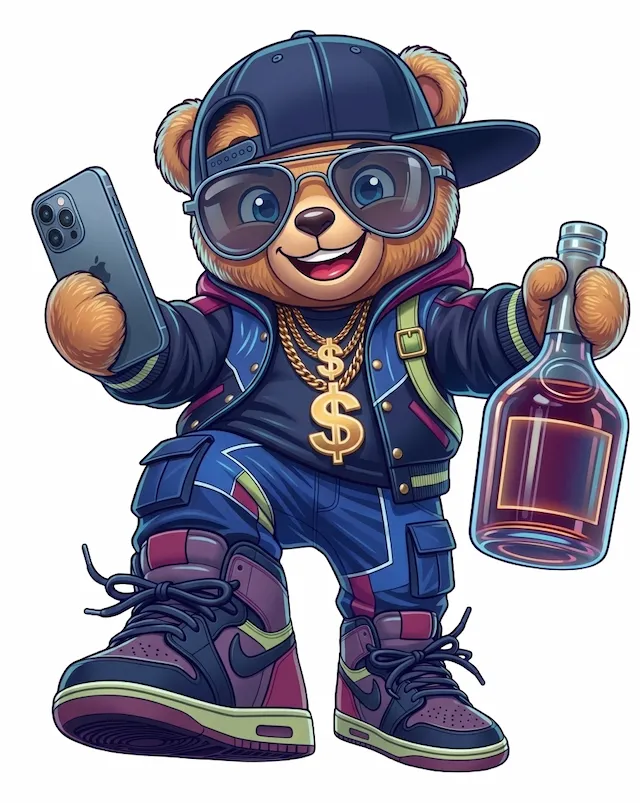 Oso urbano con botella