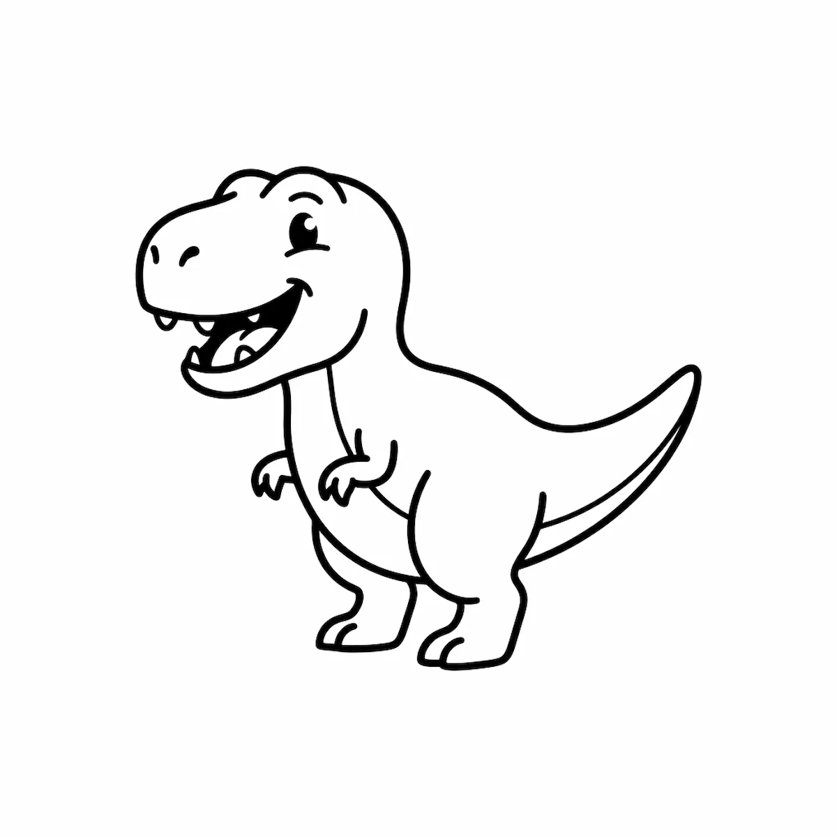 Laser cut and engrave Cute T-Rex Line Drawing