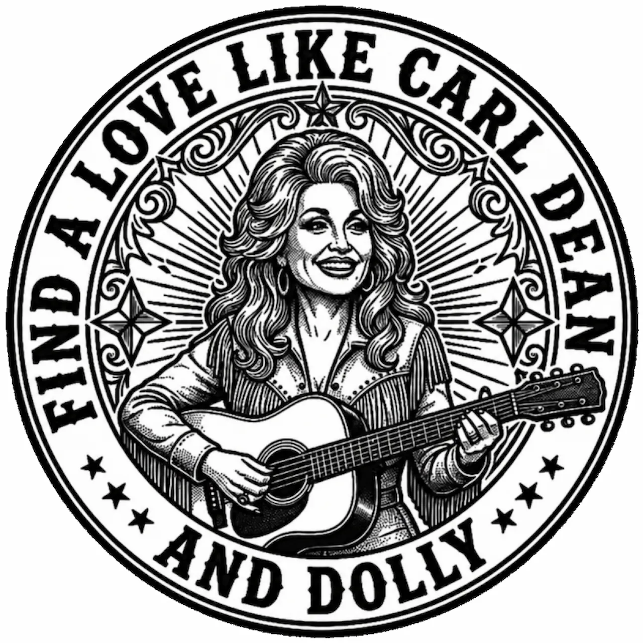 Laser cut and engrave Dolly Parton Love