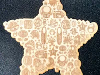 [Laser cut and engrave] Star-Shaped Wooden Coaster Featuring Video Game Character Icons