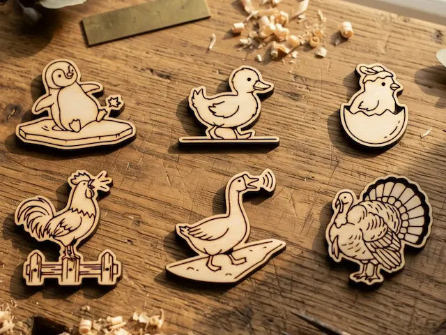Charming Barnyard & Ice Friends 6-Character Laser Cut Bundle | SVG & XCS Files for Magnets & Keychains