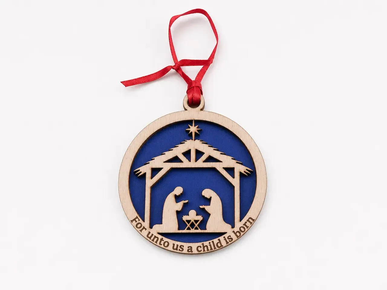[Laser cut and engrave] 2 Layer Nativity Scene Christmas Ornament
