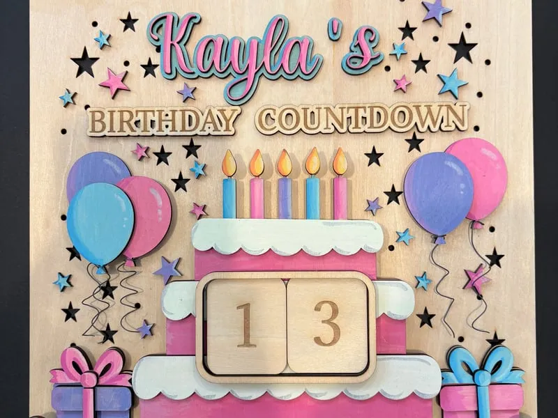 Kalender Hitung Mundur Ulang Tahun yang Dipersonalisasi dengan Kue Menyala dan Motif Balon instruction: step 3 - Cat