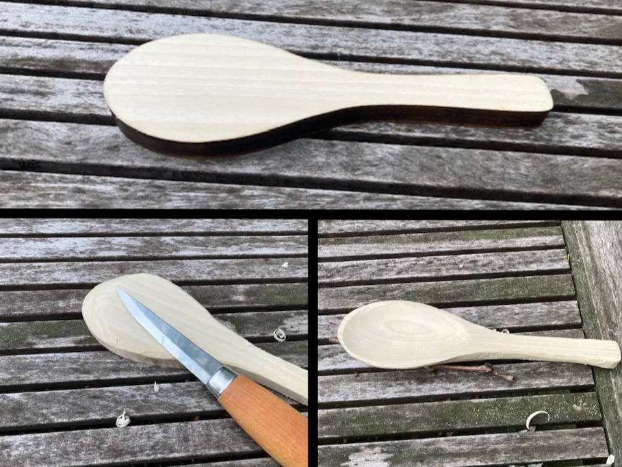 Spoon blank for hand wood carving - rice paddle / serving spoon