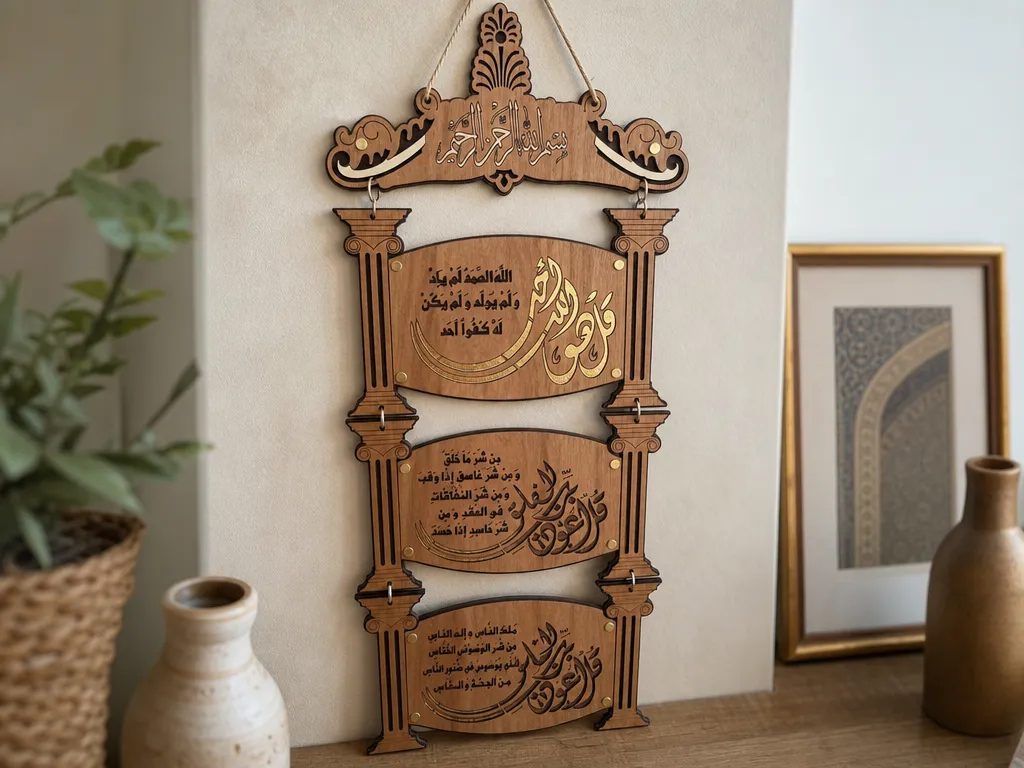 Panneau mural décoratif en bois avec calligraphie arabe islamique
