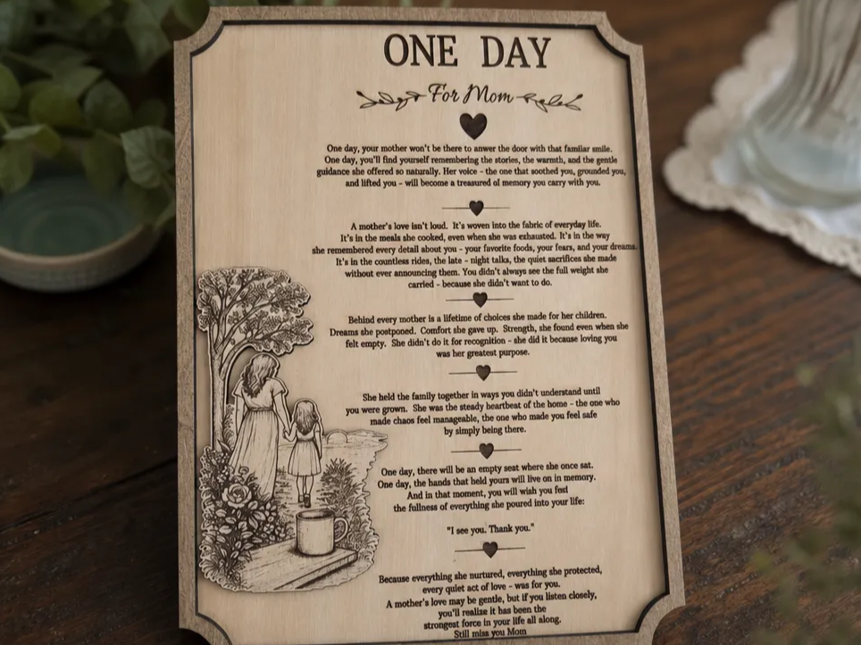 One Day For Mom Memorial Poem Plaque