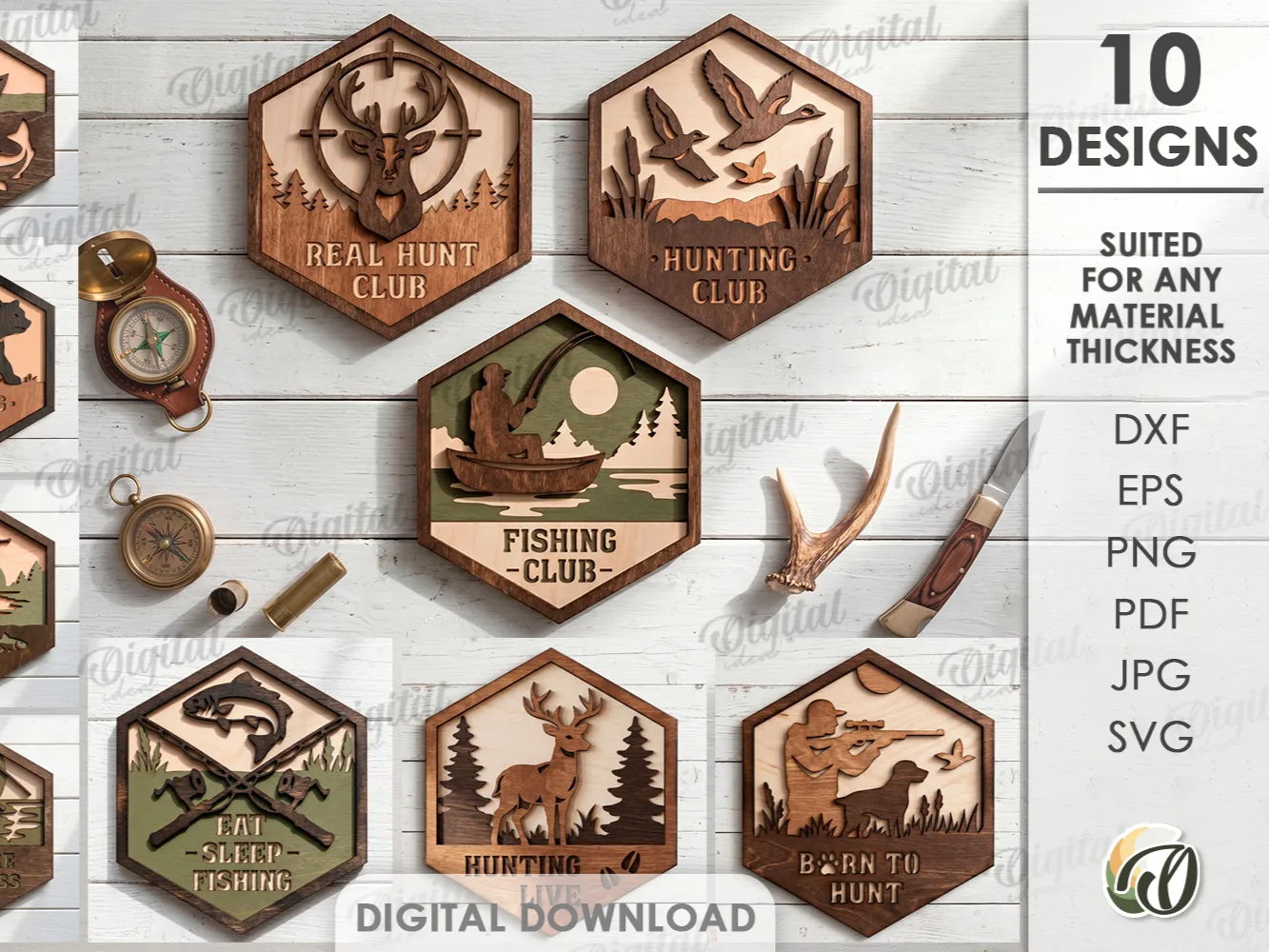 Hunting and Fishing Signs Bundle. Rustic Cabin Wall Decor Laser Cut Files. Deer SVG. Fish Wooden Sign. Hunter gift. Fisherman Quotes