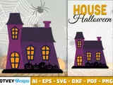 [Laser cut and engrave] Set of Colorful Layered Halloween Haunted House Tabletop Figures