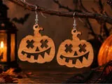 [Laser cut and engrave] Jack-o'-lantern Pumpkin Halloween Earrings