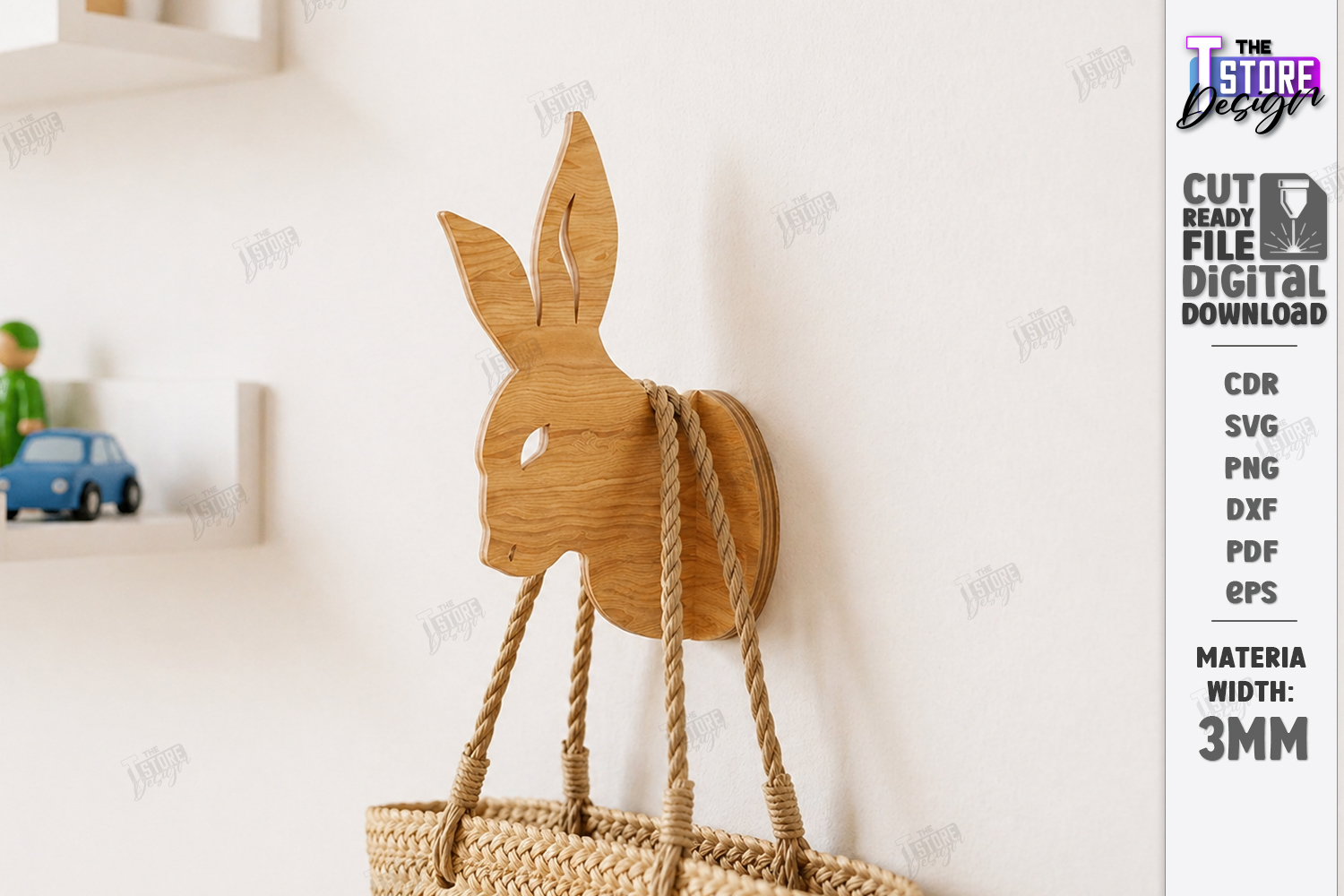 [Laser cut and engrave] 3D Animal Wall Hooks Laser Cut | Wooden Hanger Designs | Safari and Forest Animals | Wall Decor | Entryway Storage Organizers | Wooden Rope Hanger Uti