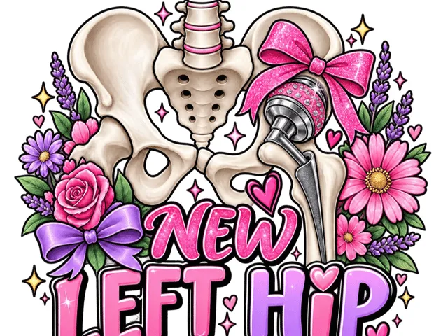 New Left Hip Illustration with Floral Accents and Pink Bow