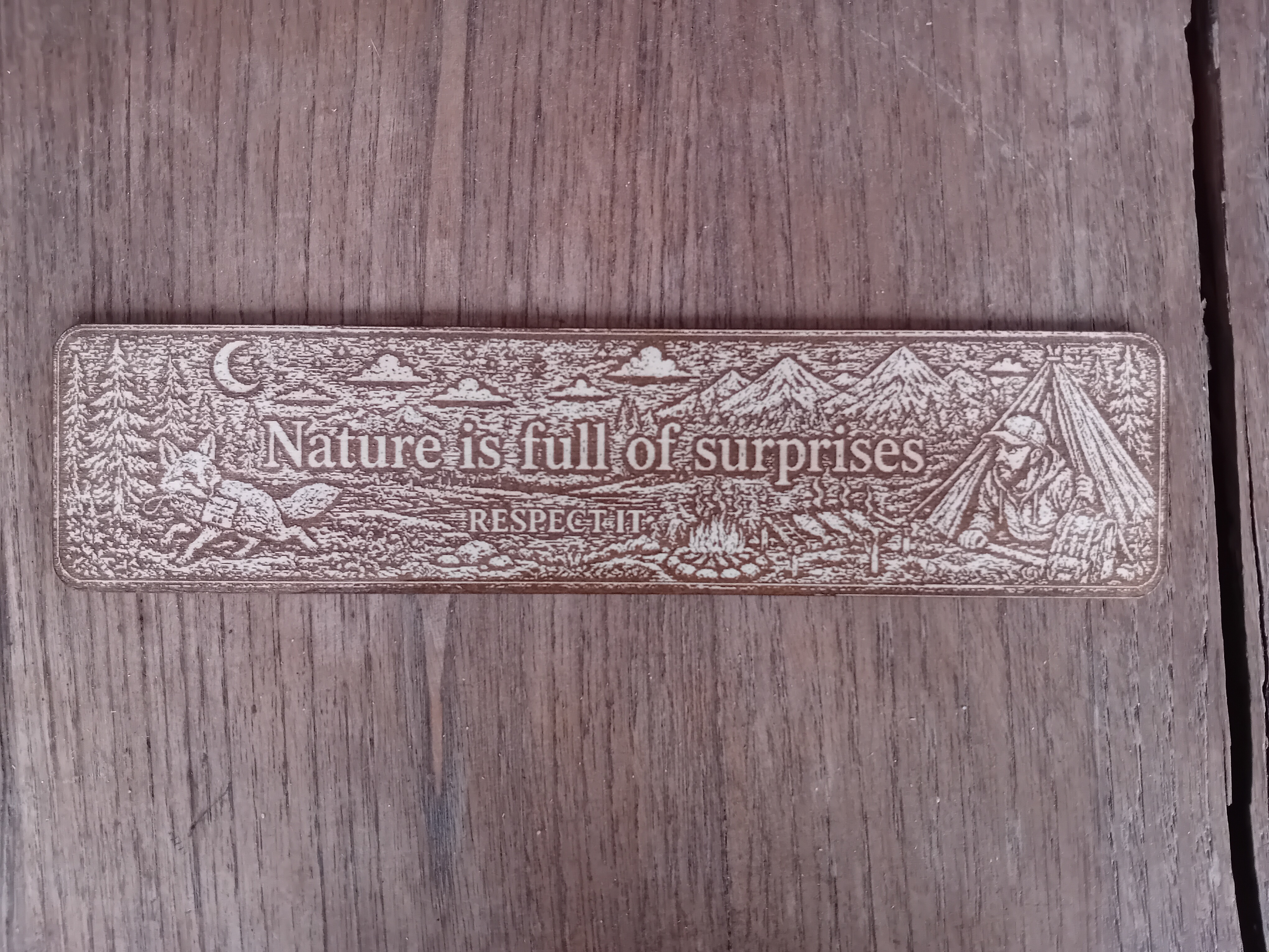 [Laser cut and engrave] Panneau de signalisation en bois Nature is full of surprises Respect it