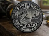 [Laser cut and engrave] Fishing Is My Therapy Round Coaster with Bass Fisherman Graphic