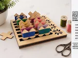 [Laser cut and engrave] Flower Shaped Embroidery Floss Organizer with Thread Bobbins Laser Cut Bundle. Crafting and Sewing