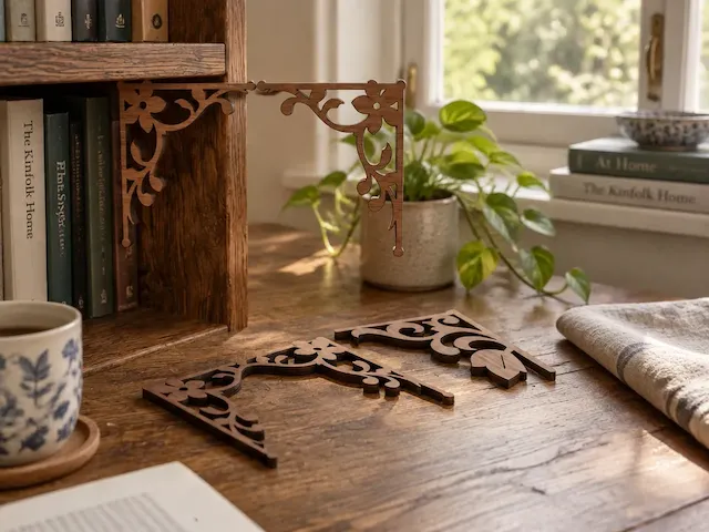 Floral Scrollwork Wooden Shelf Brackets