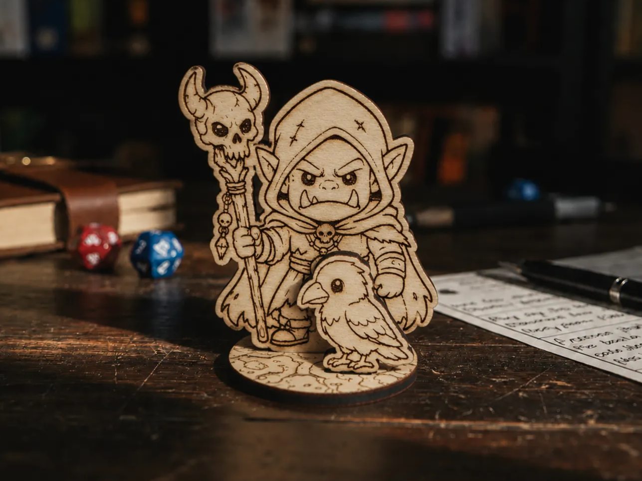Tiny Tavern Heroes – Orc Warlock & Raven Familiar