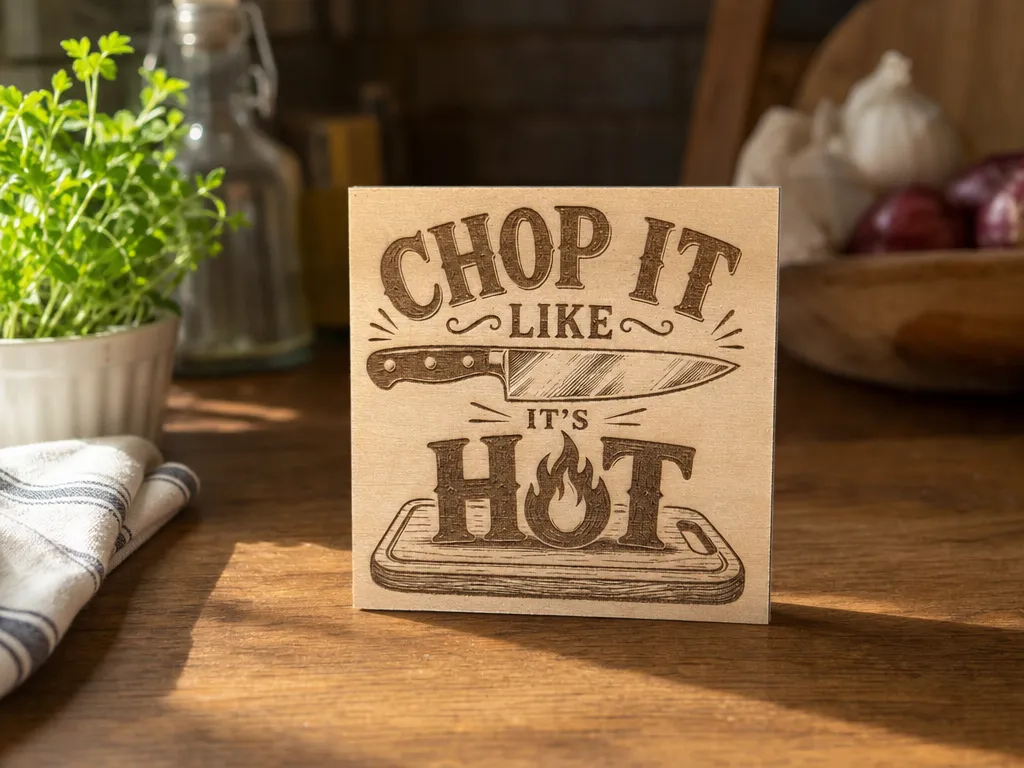 Chop It Like It's Hot Wood Engraving