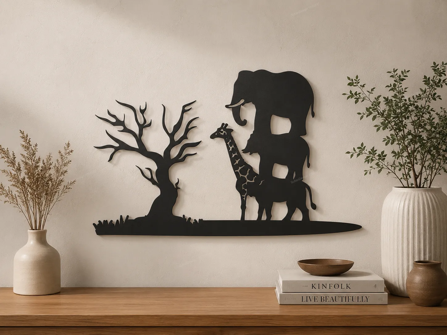 African Safari Wildlife and Tiger Circular Wall Art Laser Cut SVG Designs