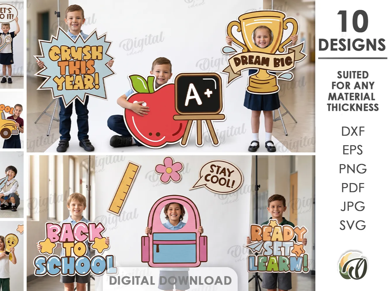 Back To School Photo Booth Props Bundle. Classroom Photo Zone Sign Laser Cut Files. First Day of School. Back to School SVG. Kids. Children