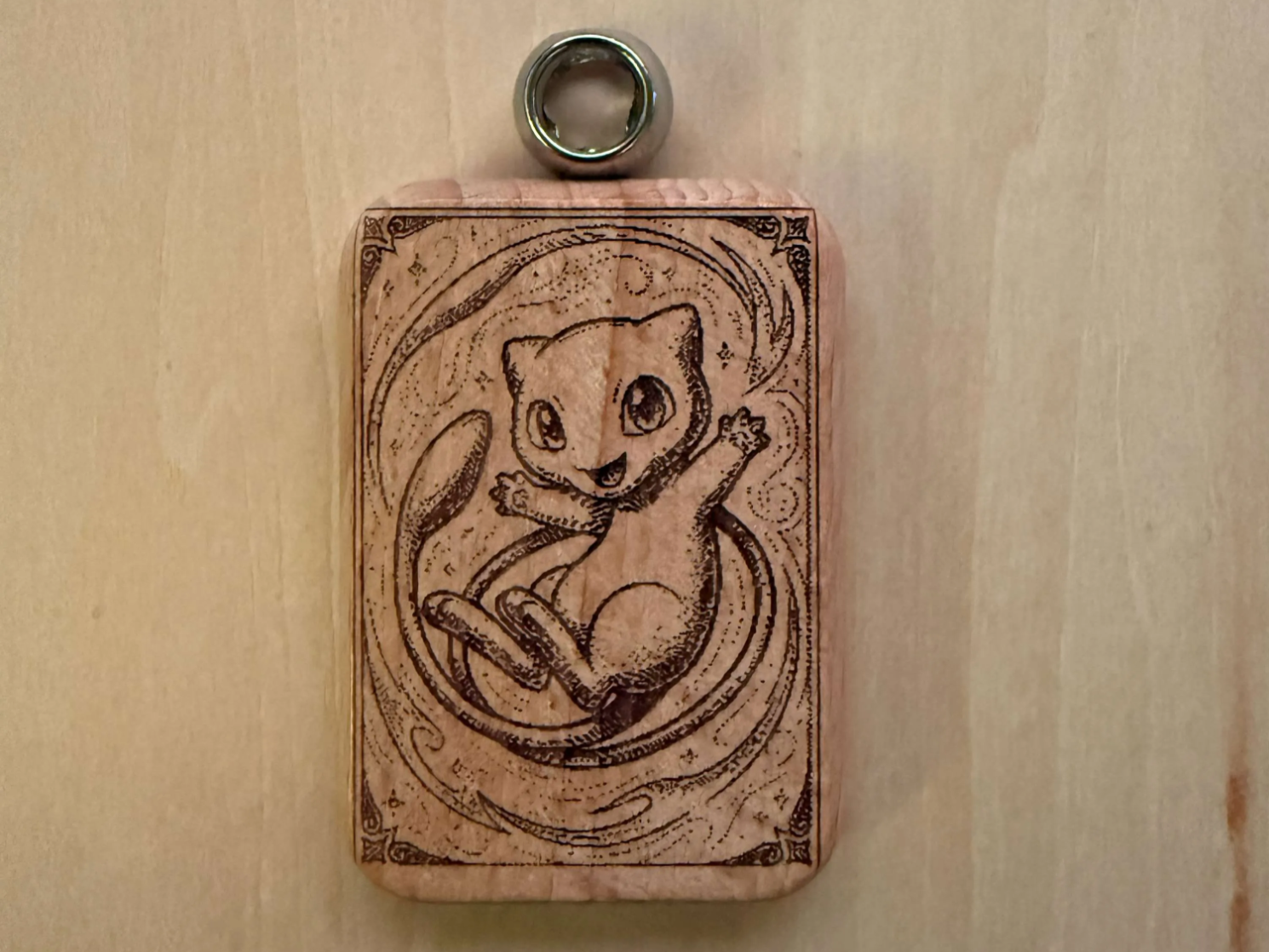 Mew wooden keychain