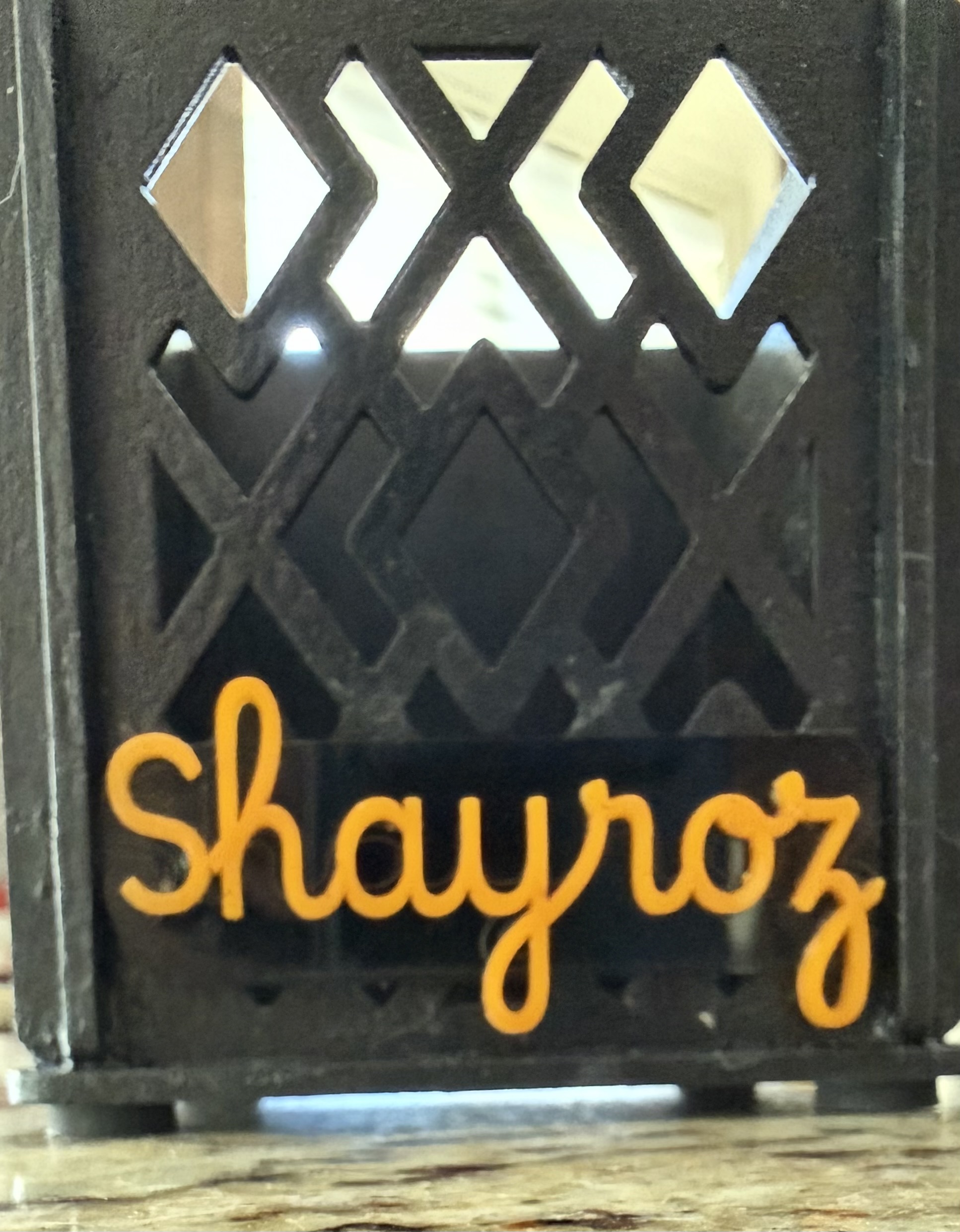 [Laser cut and engrave] Personalized Black Lattice Pen Holder with Shayroz Nameplate