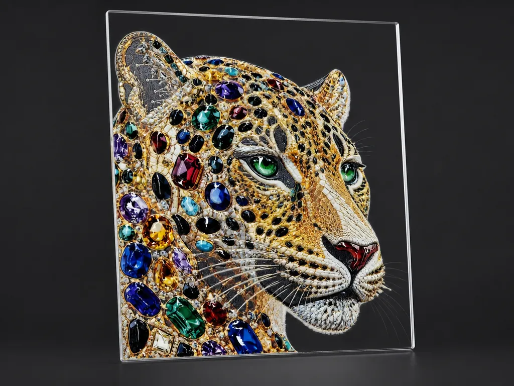 Premium Gemstone Cheetah Embossed UV Pattern