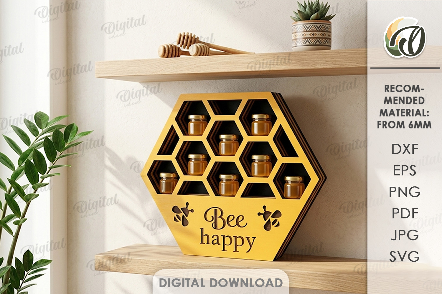 [Laser cut and engrave] 3D Bee Wall Shelves and Stands bundle. Honeycomb Storage shelf laser cut files. Hanging bookshelf svg. Organizer. Display. Bee quotes svg