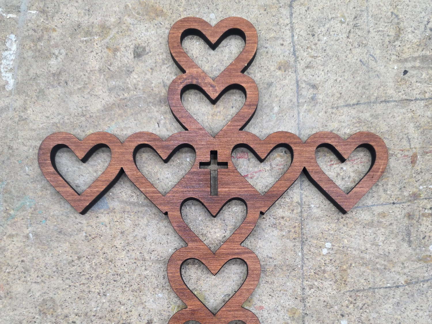 Cross made of Hearts with small cross center