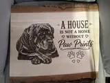 [Laser cut and engrave] Rottweiler Dog Memorial Wood Sign with Paw Prints Quote