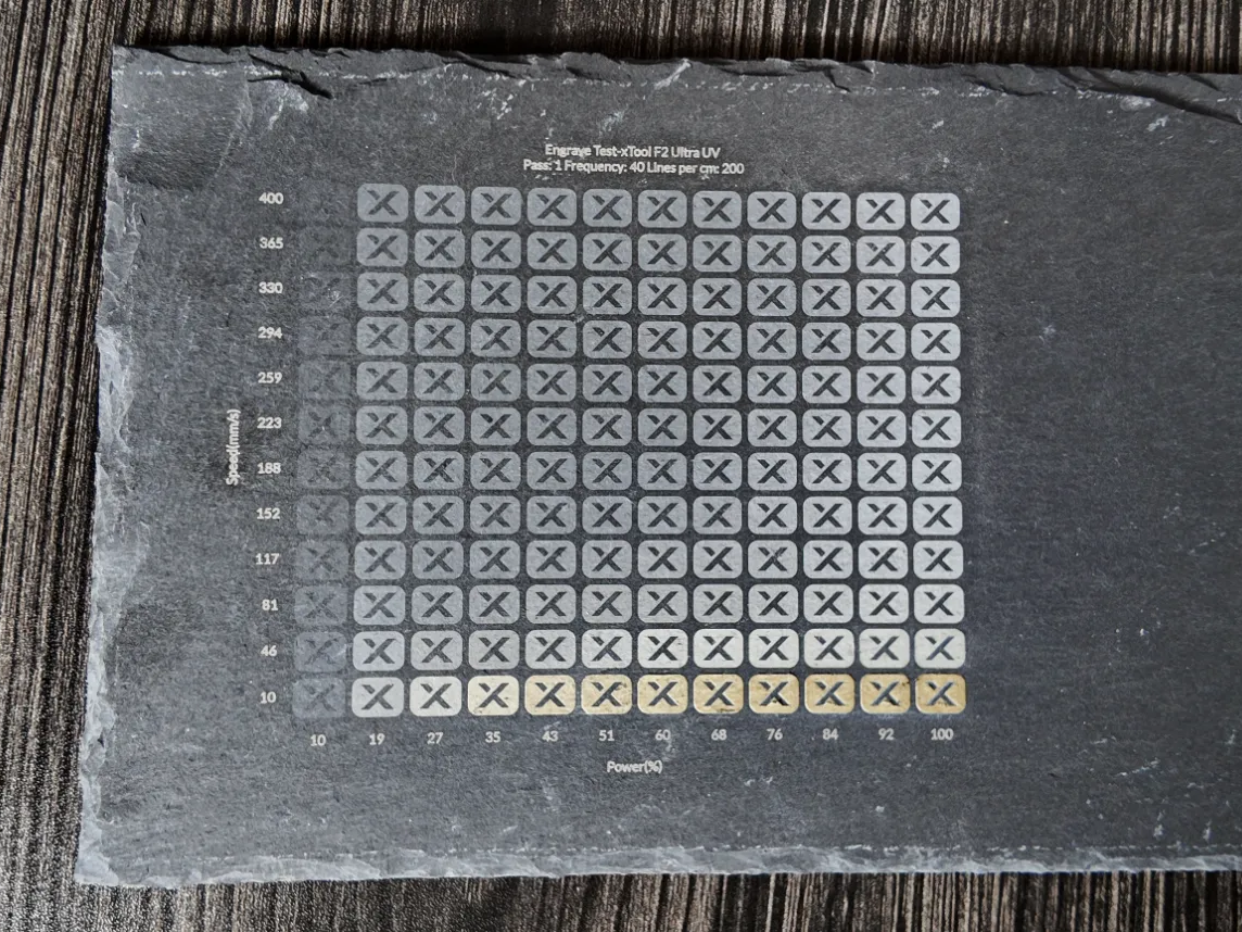 Slate Coaster Engraving Parameter Test