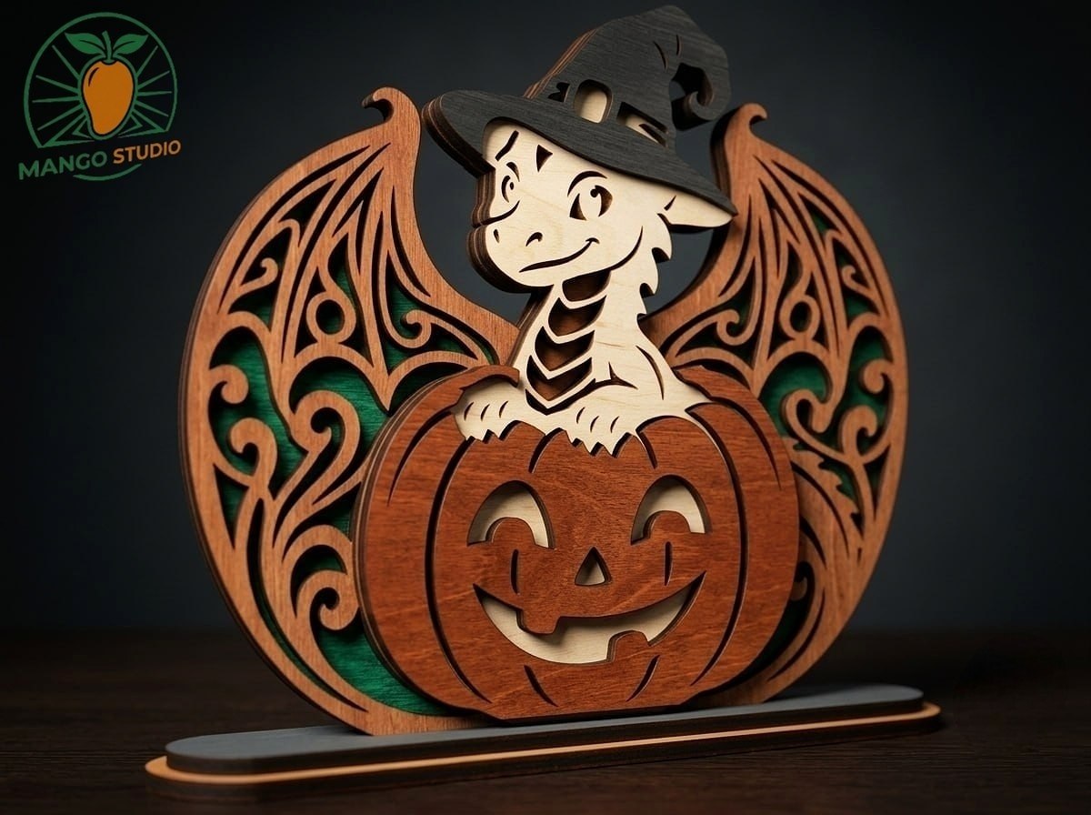 [Laser cut and engrave] Halloween Dragon 3D Laser Cut File 3mm