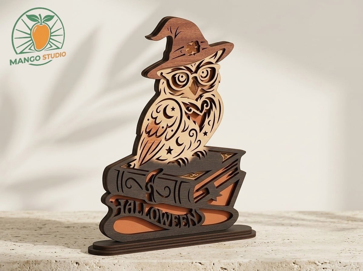 [Laser cut and engrave] 3D Layered Halloween Owl Laser File 3mm