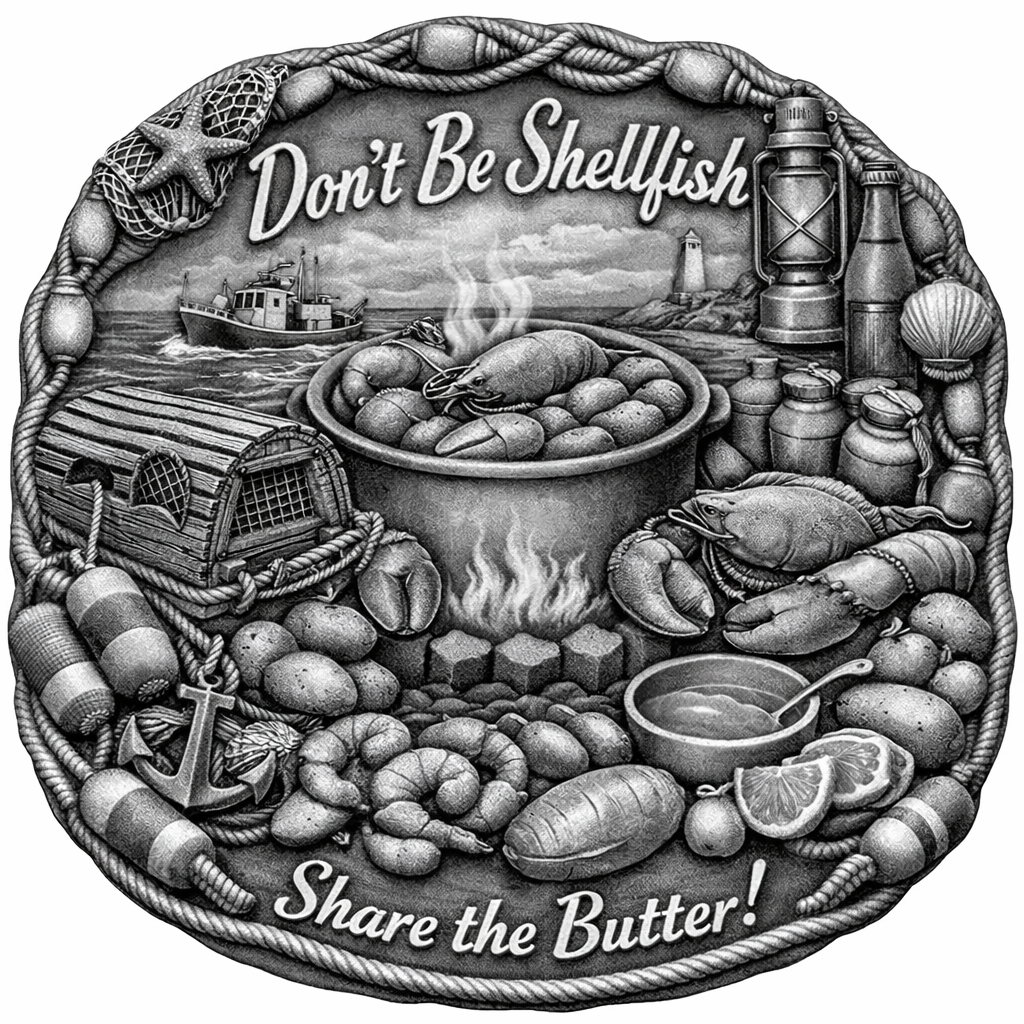 [Laser cut and engrave] Don't Be Shellfish Share the Butter Nautical Seafood Plaque