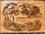 [Laser cut and engrave] America 250th Anniversary Commemorative Bamboo Cutting Board with Mount Rushmore and Statue of Liberty