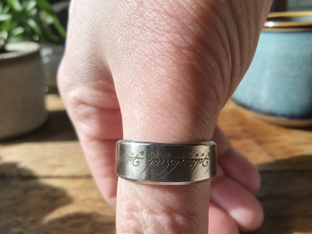 One Ring replica with Elvish script inscription