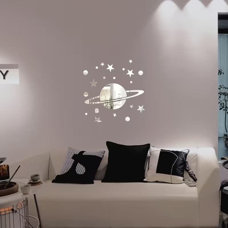 [Laser cut and engrave] Miroir mural en forme de planète avec étoiles pour chambre d'enfant