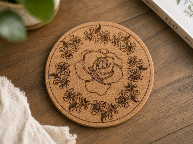 Untersetzer mit floralem Motiv Blumen Rose